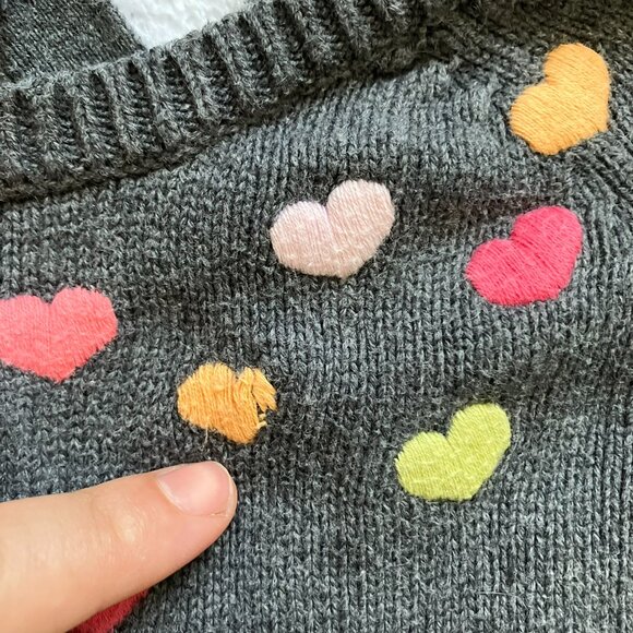 Gymboree 2T Grey Heart Knit Dress Embroidery GUC Toddler Girl - Picture 9 of 16